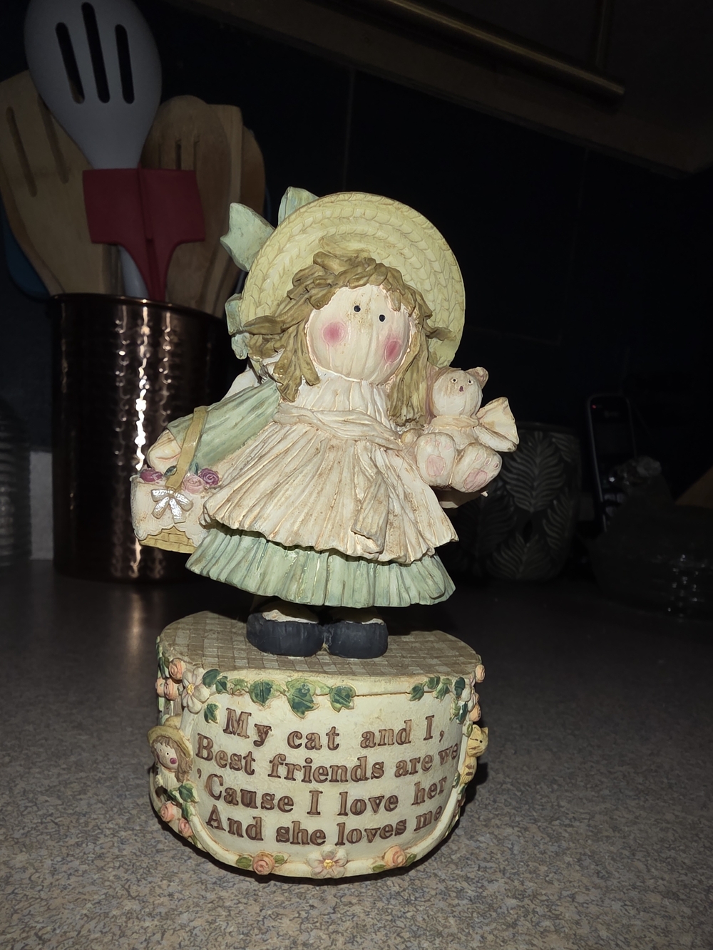 Vintage Music Box. Folk art style rag doll. Whimsical- Cottage core vibes.
